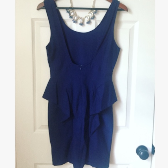 Low Back Royal Blue Peplum Mini Dress - Picture 6 of 7
